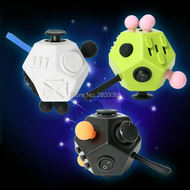 Fidget Cube Toys 12 Sided Multifunction Relief Way Magic 3 Colors Spinner Fidget Cube Toys 12 Sided Multifunction Relief Way Magic 3 Colors Spinner