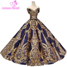 Роскошное красное Roryal Золотое кружевное Пышное Платье с аппликацией для выпускного вечера, вечернее платье в арабском стиле, бальное платье, вечерние платья