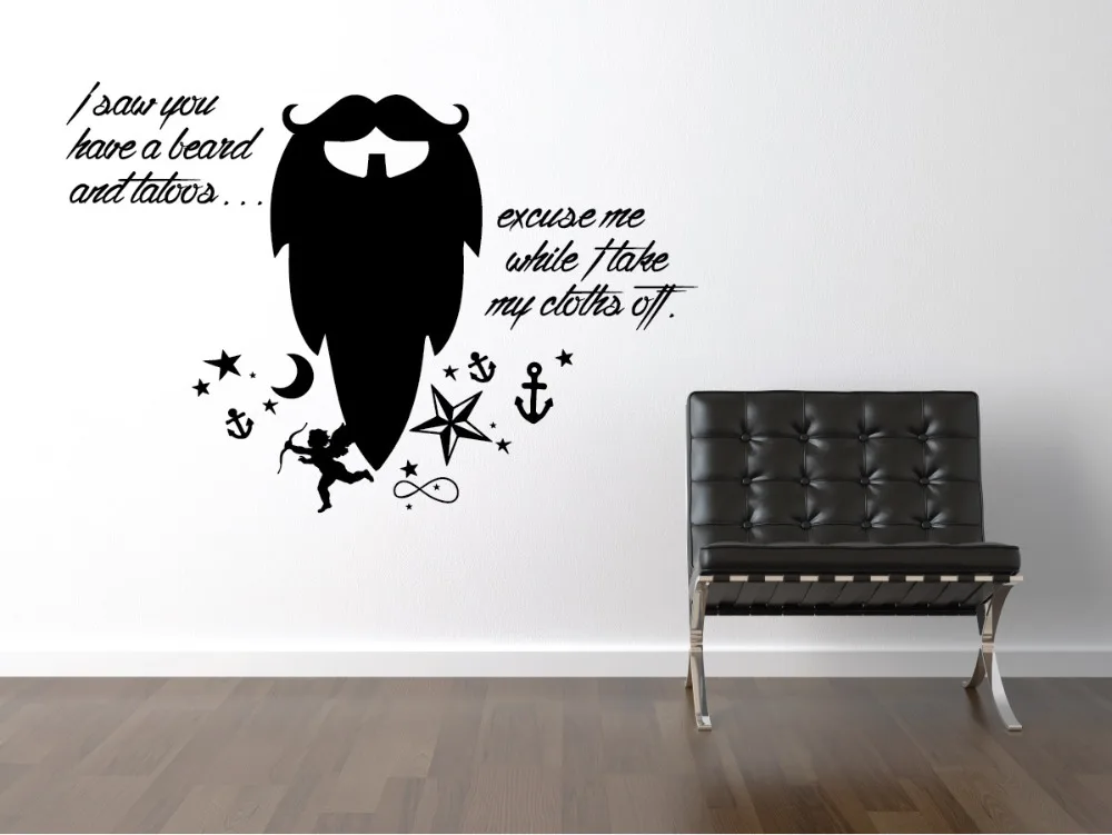 Beard Funny Quote Wall Art Decal Funny Home Decoration Self Adhesive