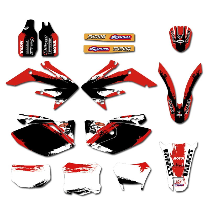 Motocross pit Graphics 6 STYLES GRAPHICS BACKGROUNDS DECALS STICKERS FOR HONDA CRF 250X CRF250X 2004 2005 2006 2007 2008 2009 2010 2011 2012-2014-2016 Color : As shown