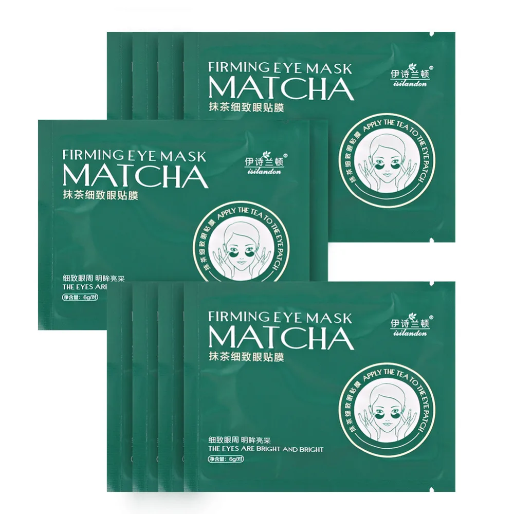 Новый бренд 10 пар Зелёный чай маска для глаз увлажняющий маски темные круги потертости мелкие морщинки подтягивающая маска-патч для сна