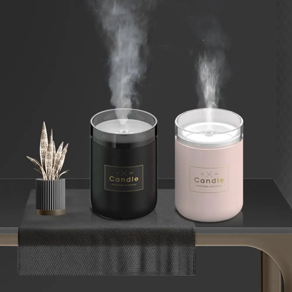 Ultrasonic Air Humidifier Candle Romantic Soft Light USB Essential Oil