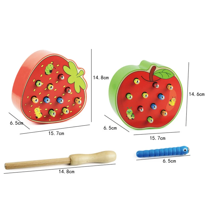 Новая игра "Лови червя", Магнитные деревянные блоки существ, игрушки для детей, Обучающие Игрушки для раннего обучения, деревянные блоки, игрушки
