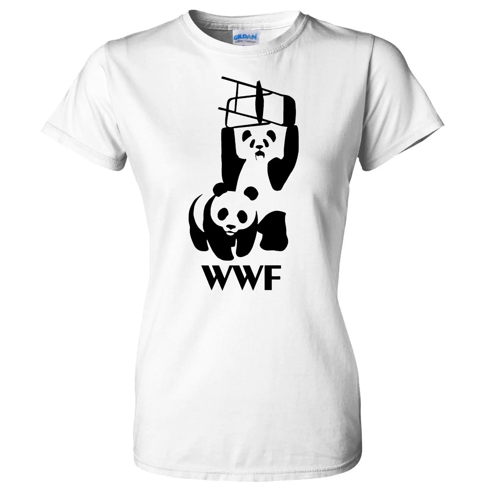 WWF المصارعة الباندا محاكاة ساخرة مضحك إمرأة T قميص بارد عارضة فخر t قميص الرجال للجنسين الأزياء التي شيرت شحن مجاني مضحك قمم