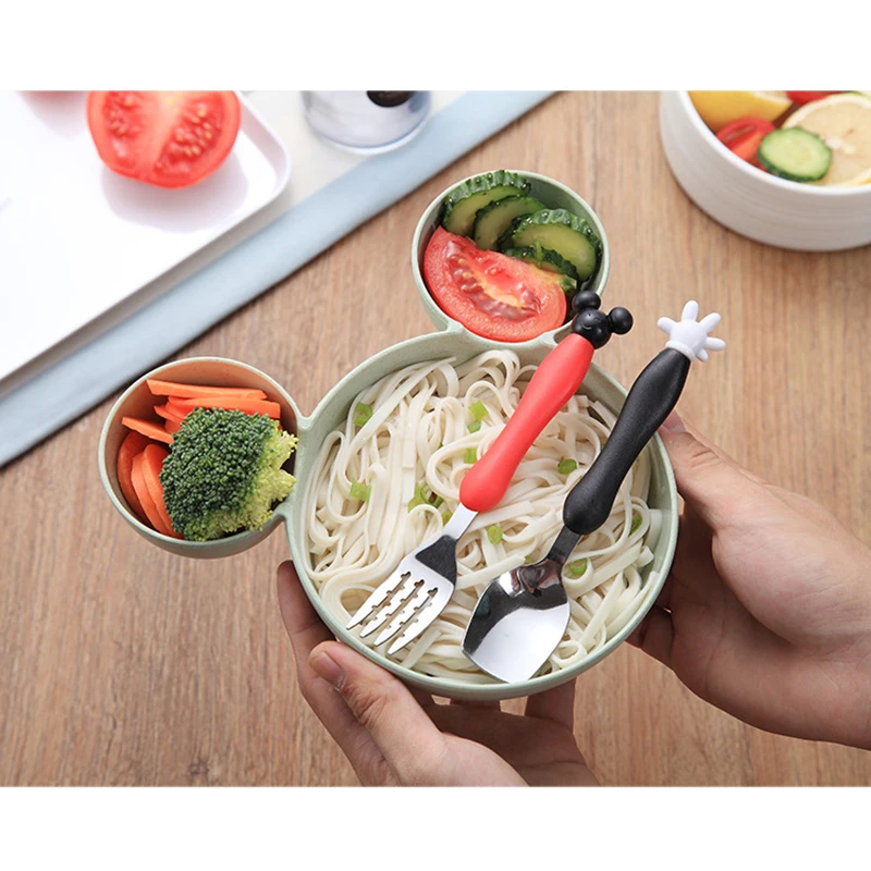 Qshare Bamboo 3PCS Baby Wheat Tableware Feeding Mickey Dishes Infant Bowl Kid Plate Food Feeding Dinnerware Set for Children Qshare Bamboo 3PCS Baby Wheat Tableware Feeding Mickey Dishes Infant Bowl Kid Plate Food Feeding Dinnerware Set for Children