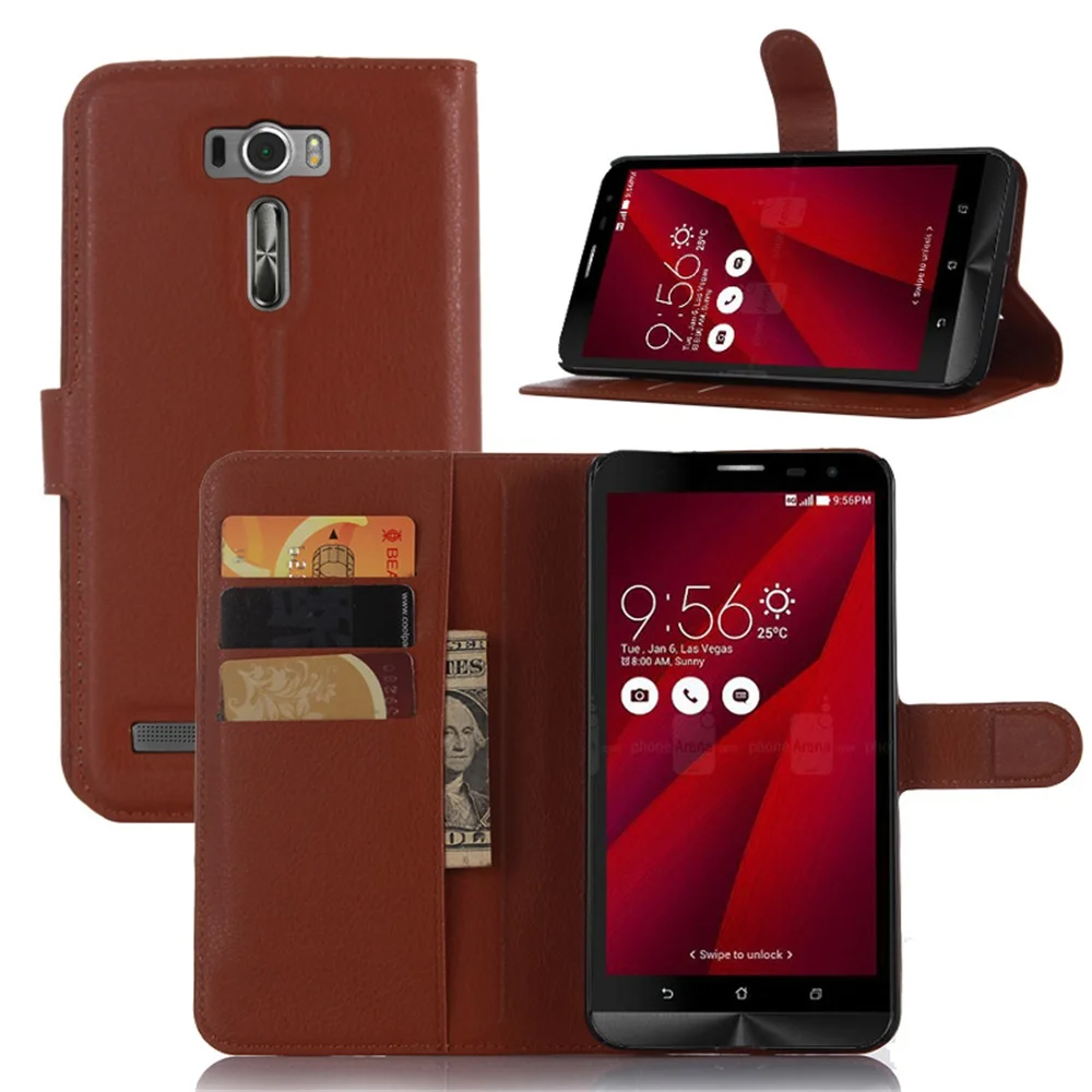 

Cyboris cover For ASUS Zenfone 2 Laser ZE601KL 6.0 inch Case flip case Lichee Holster PU Leather with card slot holders