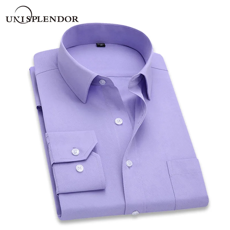 Kaufen 2019 männer Kleid Langarm shirt Slim Marke Mann Shirts Designer Hohe Qualität Feste Männliche Kleidung Fit Business Shirts 4XL YN045