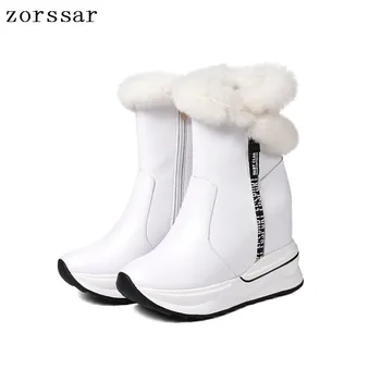 

Zorssar 2018 Women Winter Shoes Woman Snow Boots Ankle Platform Wedges boots Fashion Genuine Leather Ladies Boots Footwear