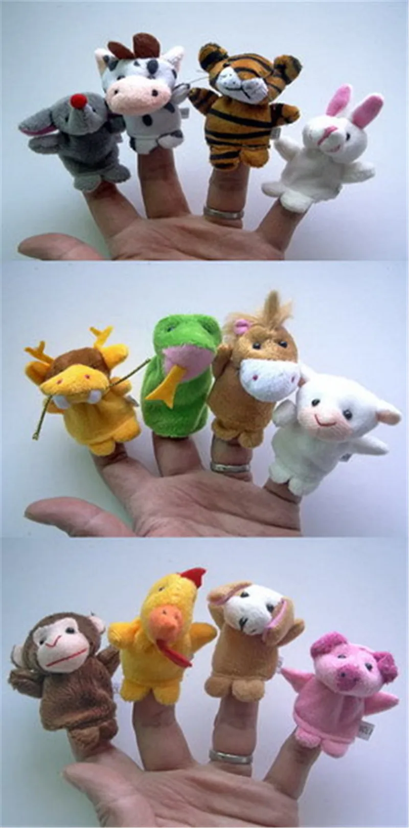 Chinese Zodiac Animals Finger Puppets Plush Toys Bed Time Story Baby Kids Popular Finger Dolls Educational Toy 12pcsset (3)
