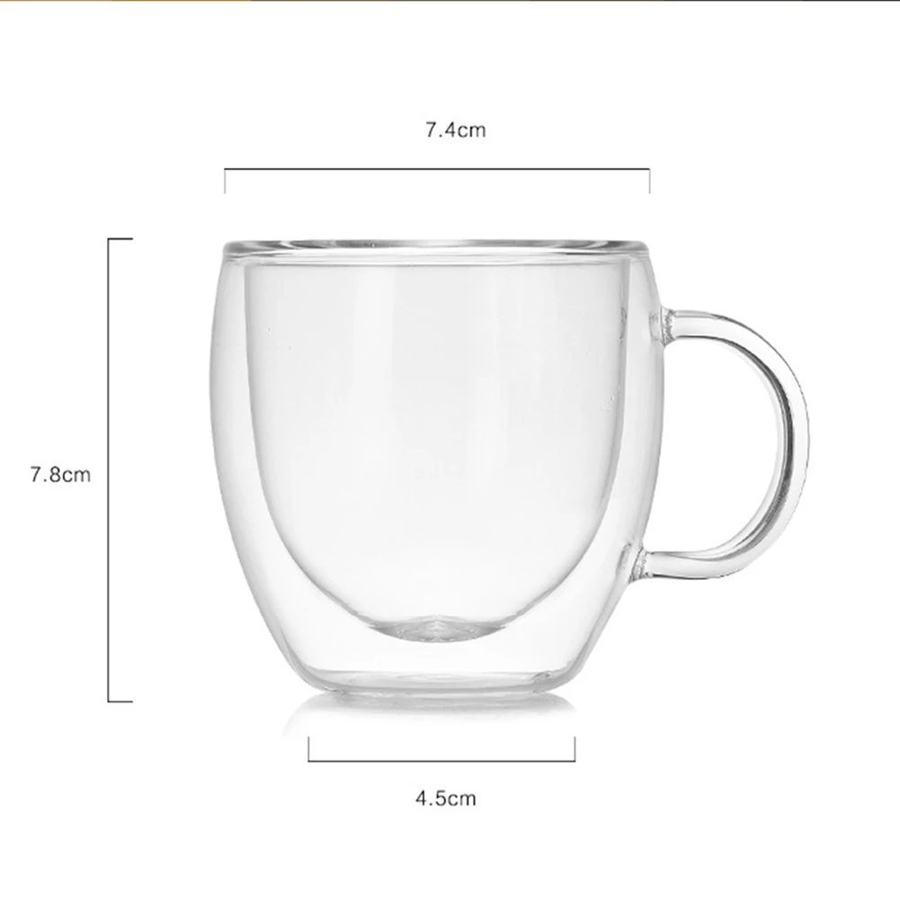 Маленькая двухслойная Высококачественная боросиликатная стеклянная кофейная термостойкая кружка стойкая молочная чашка с ручкой прозрачная