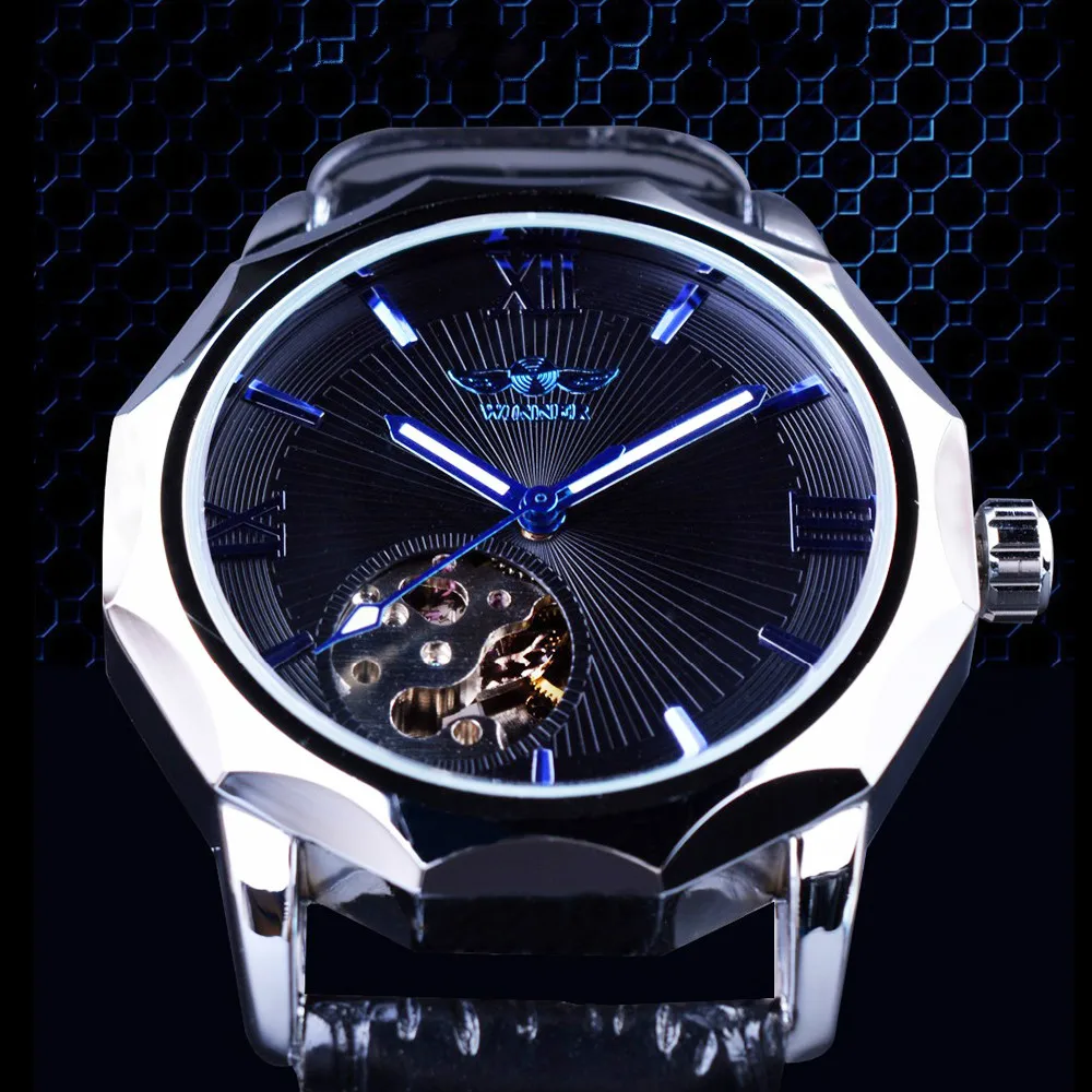 Winner Transparent Automatic Skeleton Mens Watches Top Brand Luxury