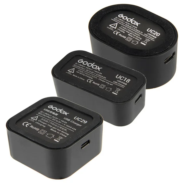 Зарядное устройство USB Godox UC18 UC20 UC29 для VB18 V850II V860II / VB20 V350C V350N V350S V350O V350F WB29 AD200