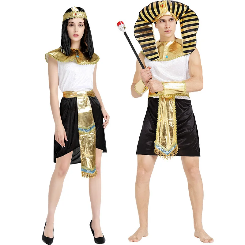 Adult Men Egyptian Pharaoh Tutankhamun King Costume Cleopatra Girl Halloween Party Traditional Egypt Egyptian queen clothing