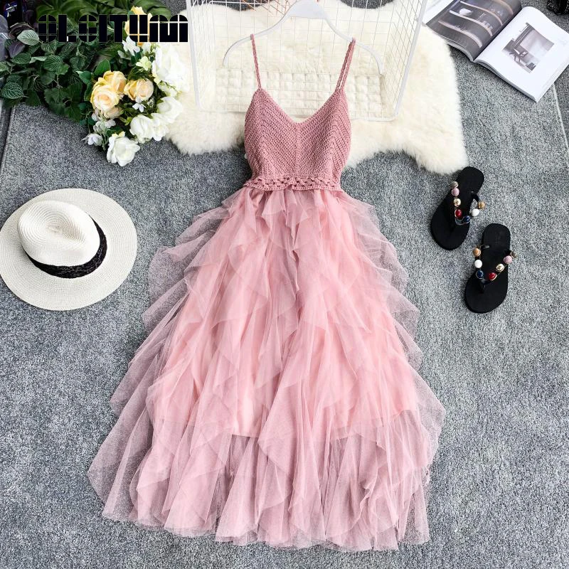 mesh knit dress