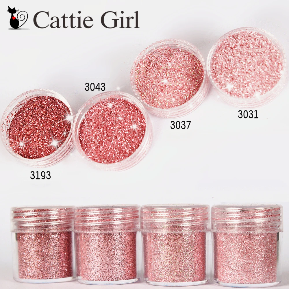 1set Holo Rose Gold Pink Nail Glitter Sequin Makeup Glitter Powder Nail