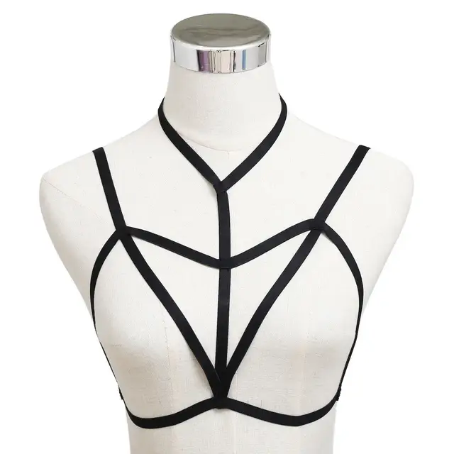 Fashion Sexy Black Bra Body Jewelry Chain Bondage Bikini Bra Chain