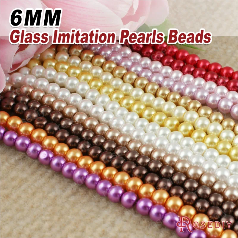 

(7683)1 String,about 140 Beads 6MM Dyeing Color Glass Imitation Pearls Round Beads Ball Beads Jewelry Accessories Findings