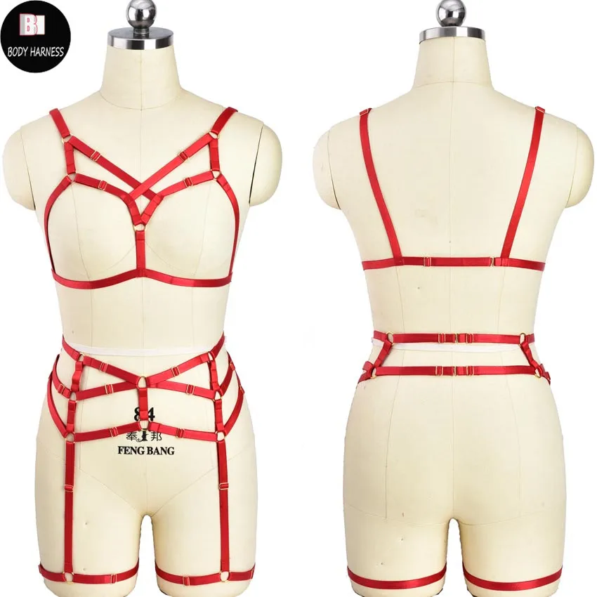 Women Gothic Body Harness Set Garter Belt Elastic Sexy