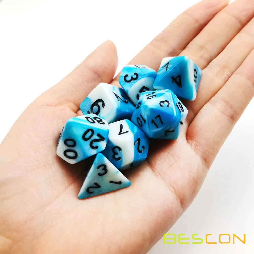 Bescon Gemini многогранные игральные кубики ледяной трек двухцветная Фотография 7 d4 d6 d8