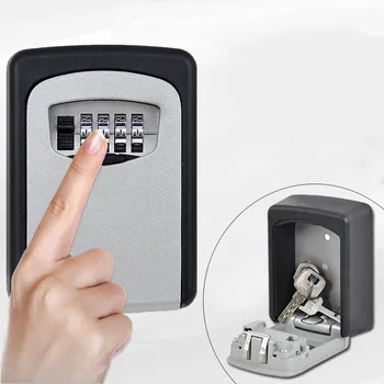 

Zinc Alloy Secret Safe Lock Wall Mount Key Storage Box Organizer Security Keyed Door Lock with 4 Digit Combination Password