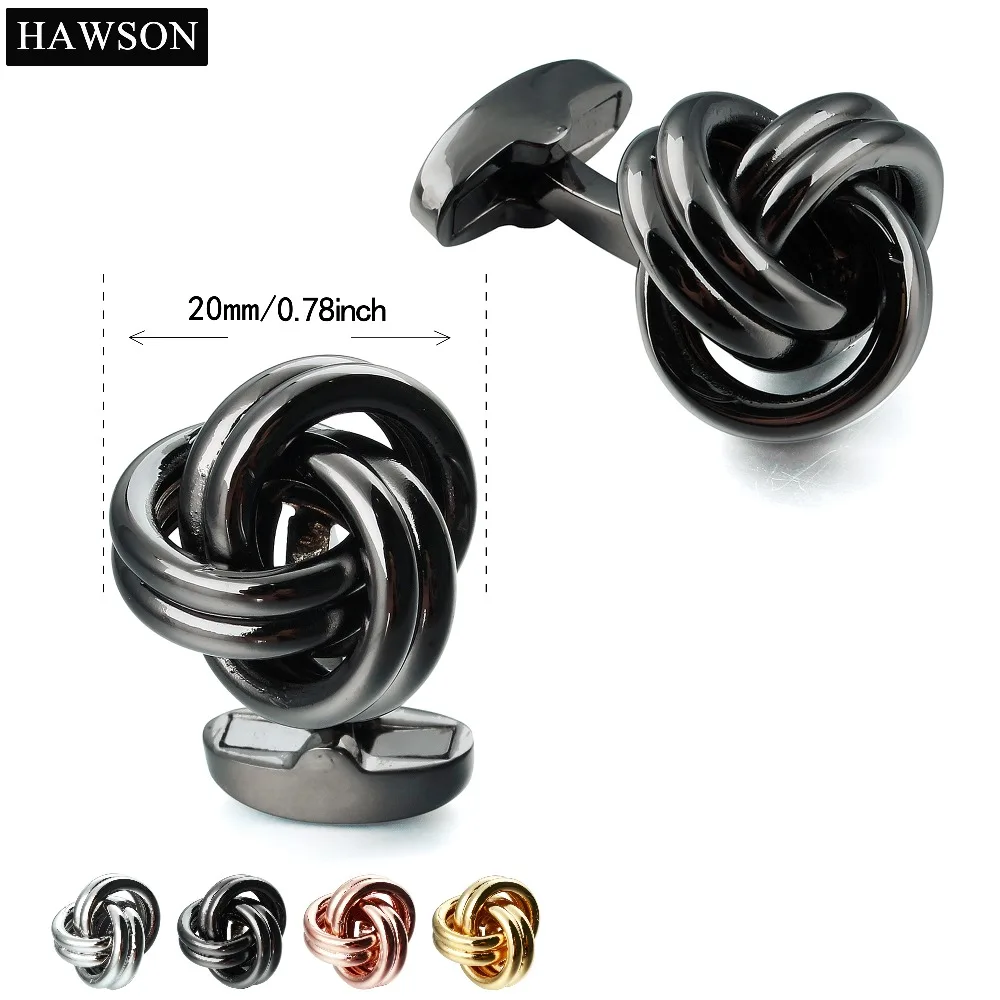 HAWSON Men's Jewelries/Accessories Metal Knot Cufflinks for French Cuffs/Shirts Gift/Present Men 4 Colors gift groom knot cufflinkscufflinks | Зажимы для галстука и запонки -32824861204
