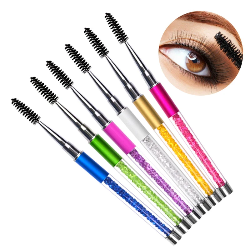 

Practical Durable 6 Colors Eyelash Brushes Mascara Wands Applicator Diamond Handle Brushes Eyelash Comb Brushes Spoolers Makeup