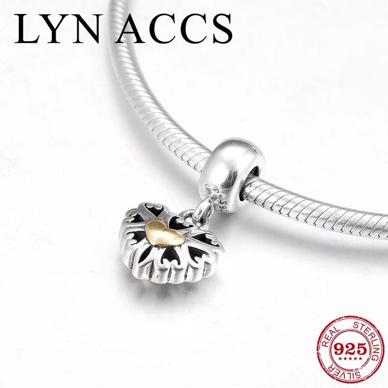 

New gold heart 925 Sterling Silver hollow out fine Pendant Charm Beads Fit Original Pandora Bracelet Jewelry making