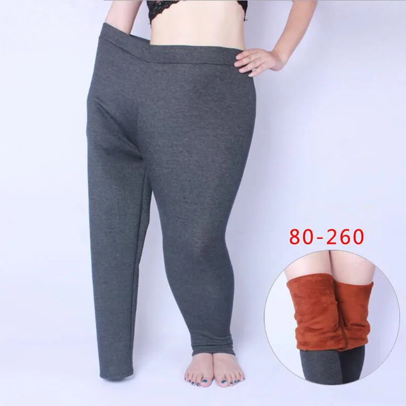 Gray High Elastic Waist Winter Plus Velvet Thicken Women S Leggings Warm Pants Good Quality Cashmere
