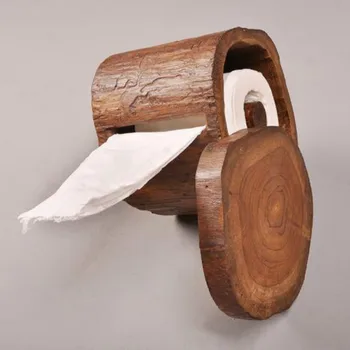 

Retro solid wood personality creative toilet paper tray home hotel paper towel rack bathroom roll holder WF3051637