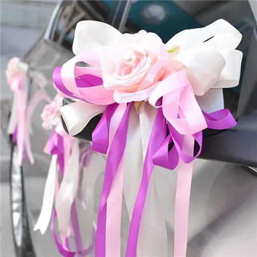 Свадебные автомобильные декоративные ручки с цветами и зеркалом заднего вида - Цвет: 5