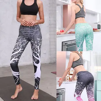 

Women Slim Pants Leggings Ladies Printed High Waist Skinny Long Pant Trousers Sports Wear