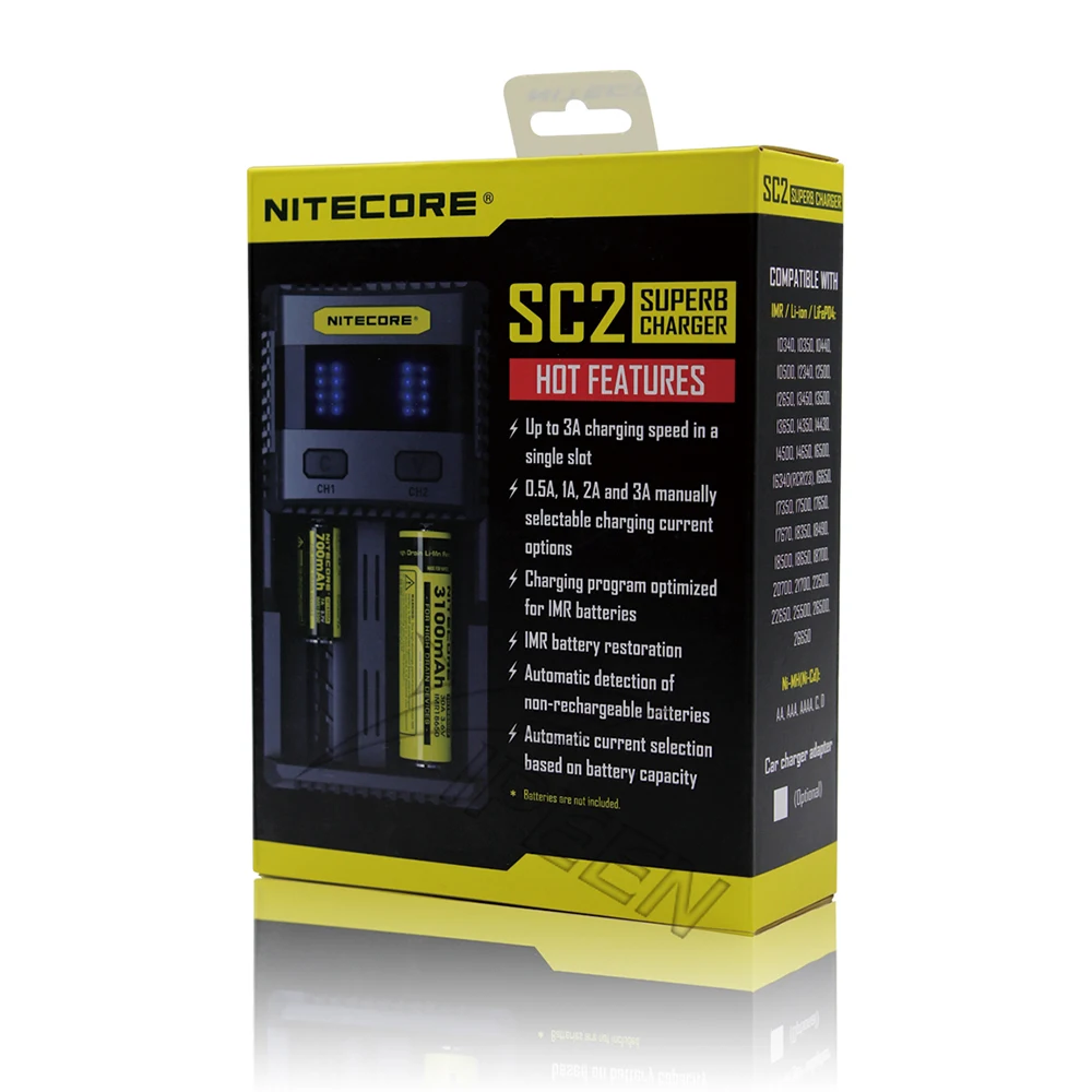 NITECORE SC2 SC4 зарядное устройство интеллектуальное USB выход 3A для LiFePO4 литий ионный Ni