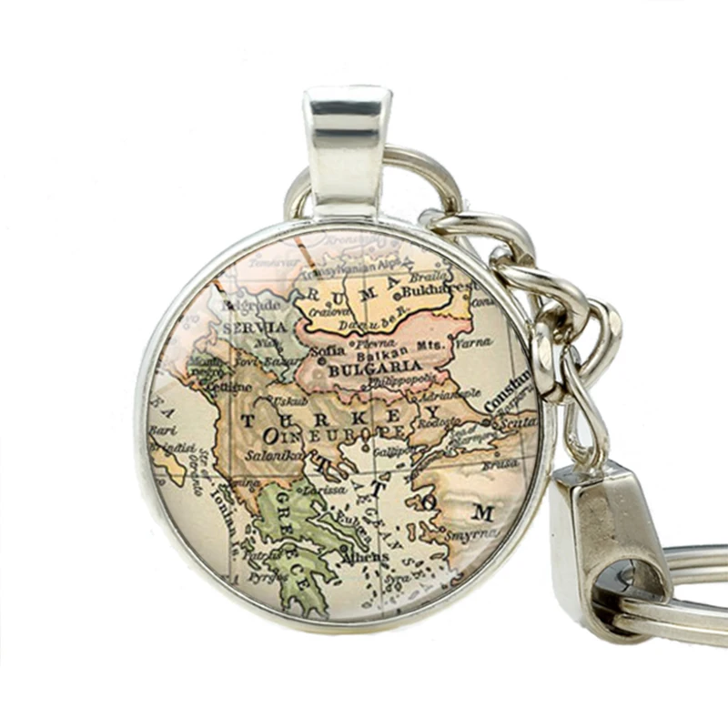 Turkey Map Keychains Pendant Key chain Turkey World Map Charm Key Rings