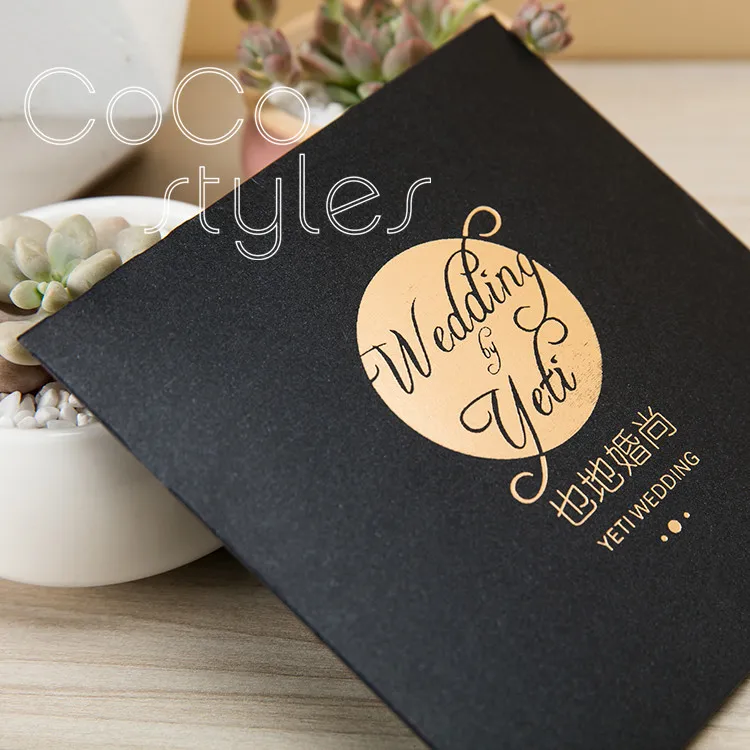  Cocostyles custom mysterious die cut envelope with gold foiling printing invitation card for busine - 32890546266
