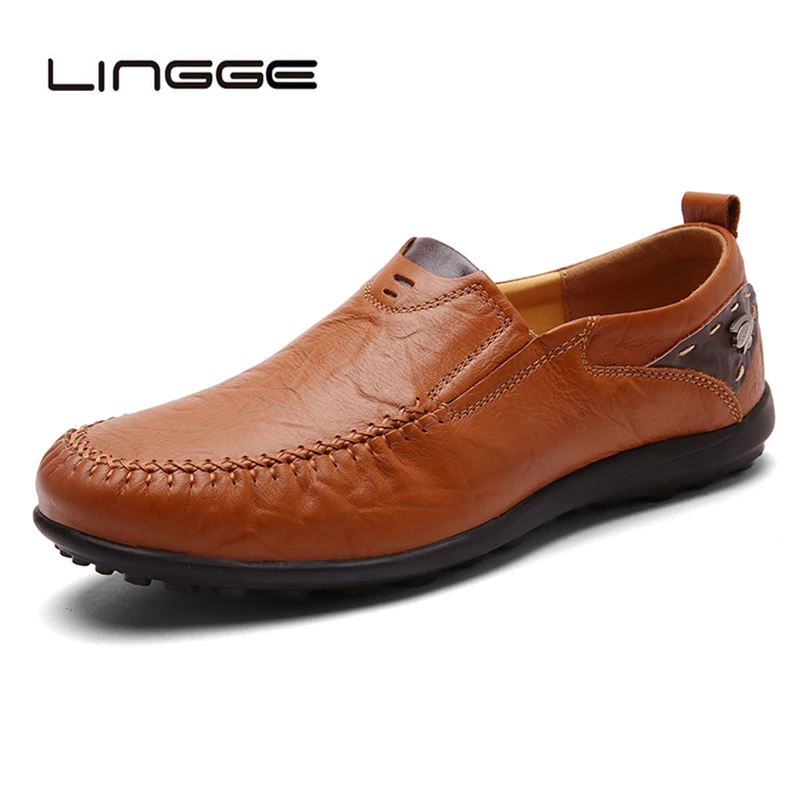 

LINGGE Mens Loafers Leather Casual Italian Man Shoes Men High Quality Men's Shoes Slip on Driving Shoes Lazy Shoes for Men