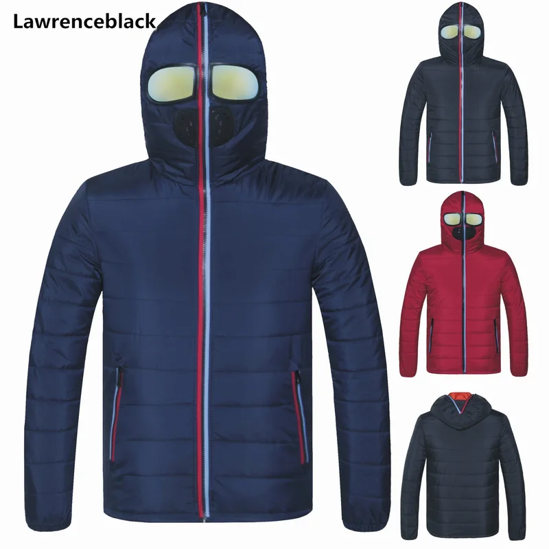 

Men Hooded Jackets With Windbreaker Glasses Casual All-match Parka Men Cotton-Padded Overcoat Outerwear Winter Coat for Man 1887