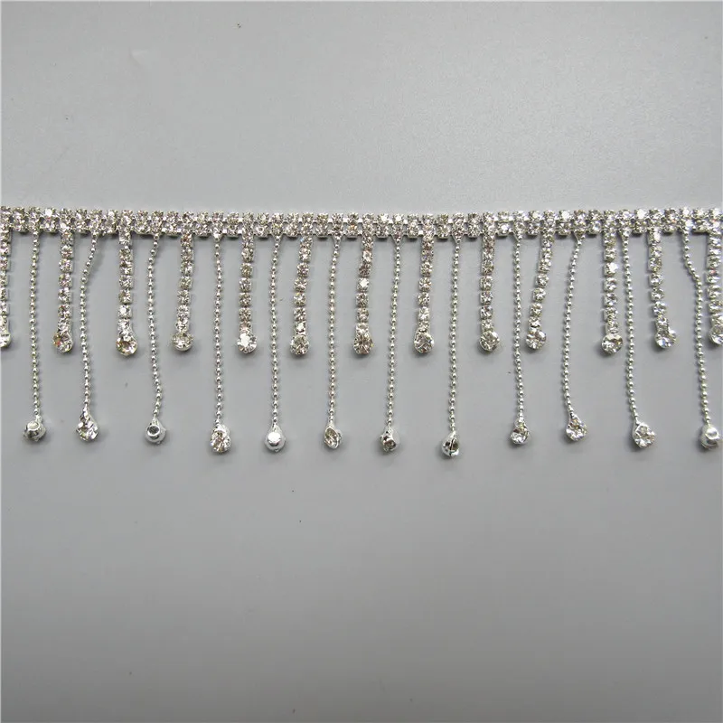 30cm Bling Diamante Diamond Trim Ribbon Tassel Fringe Rhinestone 7.8cm  Width Chain Crystal Gem Sparkle Wedding Bridal Necklace Prom Evening Dress