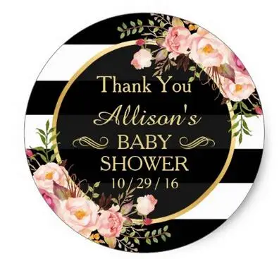 1 5inch Modern Vintage Floral Decor Baby Shower Thank You Classic Round Sticker