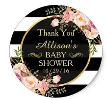 1 5inch Modern Vintage Floral Decor Baby Shower Thank You Classic Round Sticker