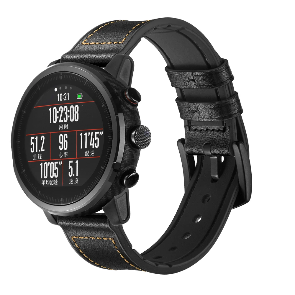 22 мм кожаный ремешок для Xiaomi Huami Amazfit PACE Stratos Смарт-часы браслет для Xiaomi Amazfit ремешок из натуральной кожи ремень