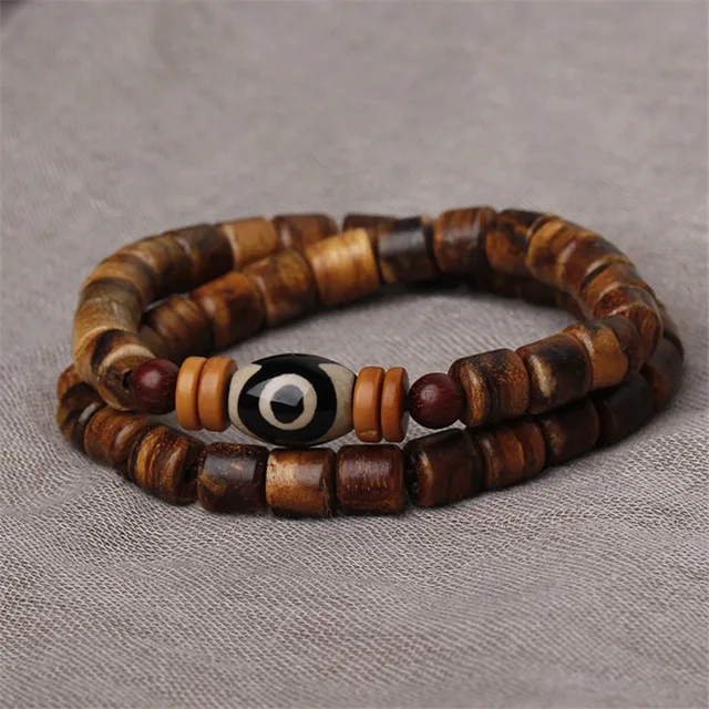 Sennier New Design Handmade Natural Nanmu Wood Beads Charm Bracelets Sennier New Design Handmade Natural Nanmu Wood Beads Charm Bracelets Man Woman Dzi Bead Wooden Male