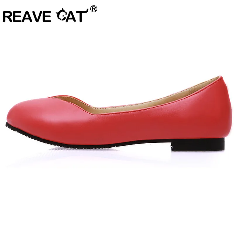 REAVE CAT Ladies shoes Women's flats Big size 31-47 Spring summer Autumn Solid Black Red White Pink Fashion Sweets Party QL5270