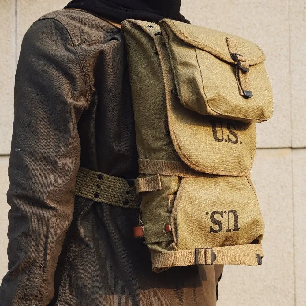

Military WW2 WWII Us Army M1928 Knapsack Backpack AND X COMBINATION OF EQUIPMENT- World military Store