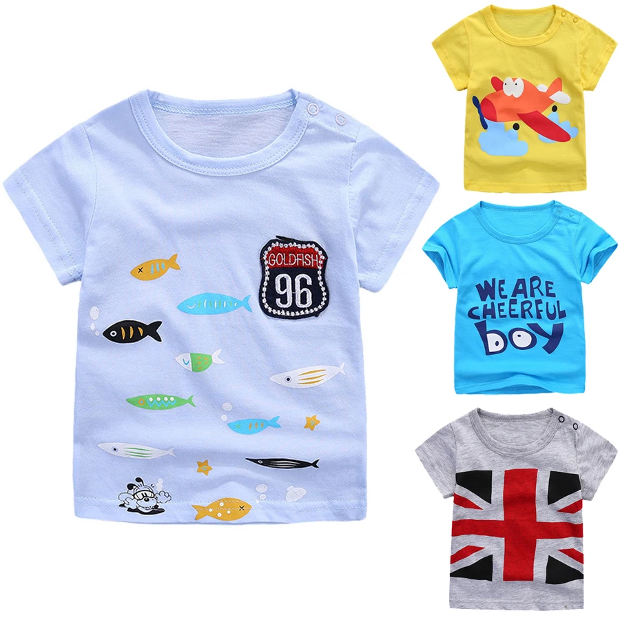 Baby Shirt Boy T-Shirt Summer Kids Cotton Girl Short Sleeve T-shirt Tops Boys Clothes Top Infants Cartoon Tops Tees DS19