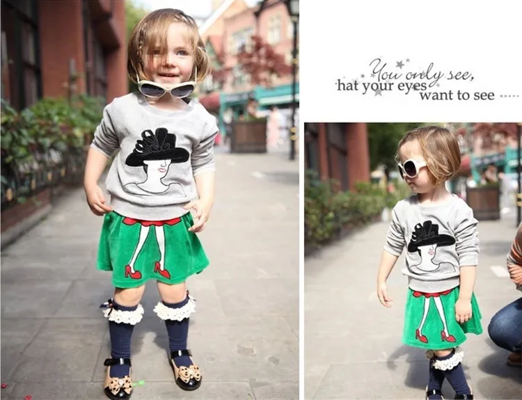 Г. Осенняя детская верхняя одежда с длинными рукавами+ юбка комплект одежды из 2 предметов с вышивкой для девочек, повседневная детская одежда