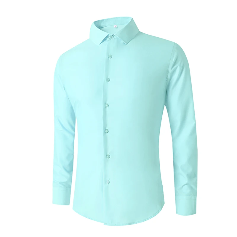 Модная мужская официальная одежда, рубашки с длинным рукавом, приталенная хлопковая Повседневная рубашка, Студенческая синяя Свадебная рубашка, мужская одежда Camisas - Цвет: Green
