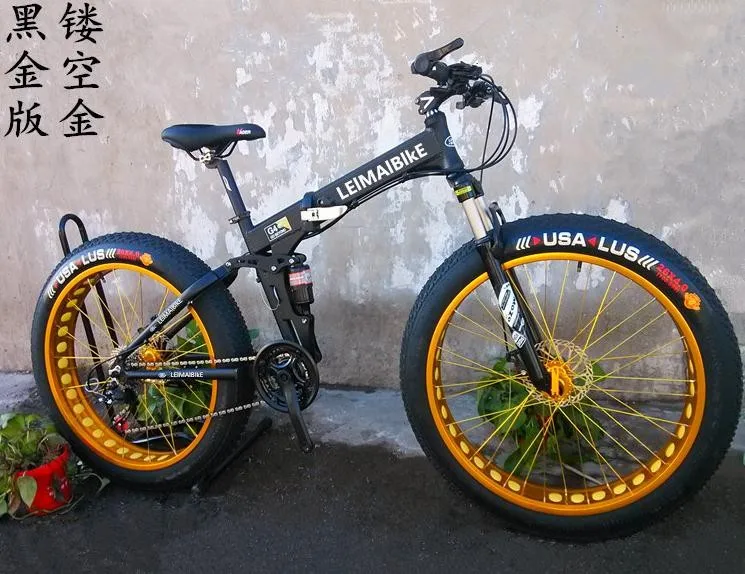 Cheap Kalosse Full suspension  alloy frame  Snow  bicycle, 26/20*4.0 inch  21/24/27/30speed ,26*17 fat bikes   tyre dirt bike 26
