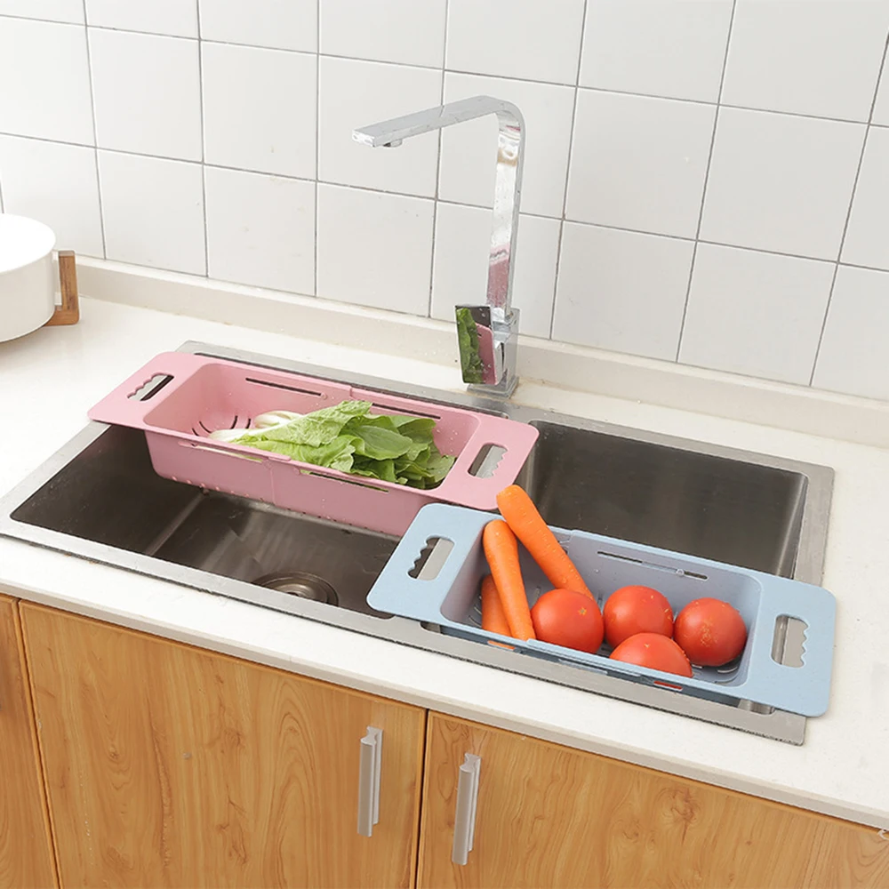 Пластиковое мытье овощей и фруктов сливная корзина складные дуршлаги с выдвижными ручками кухонные инструменты