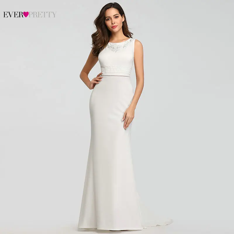 Свадебное платье Ever Pretty EZ07804 простое Русалка без рукавов Vestidos De Novia летнее Элегантное свадебное платье платья для выпускного вечера