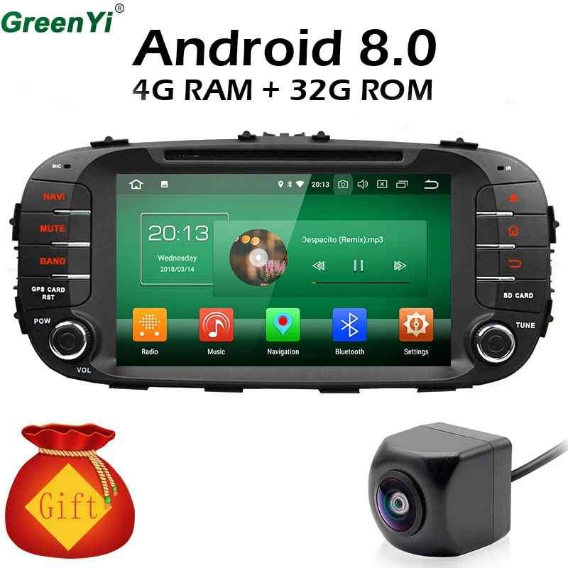 

4GB RAM 1024*600 HD Screen Octa Core Android 8.0 Car DVD Player Radio Fit KIA Soul 2014 2015 2016 GPS Navigation Audio WIFI Map